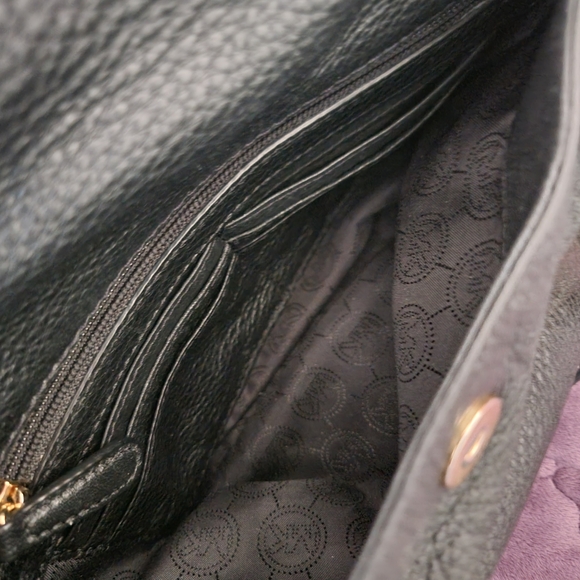 Preloved michael Kors black leather multi pocket foldover zip closure satchel - Picture 8 of 9